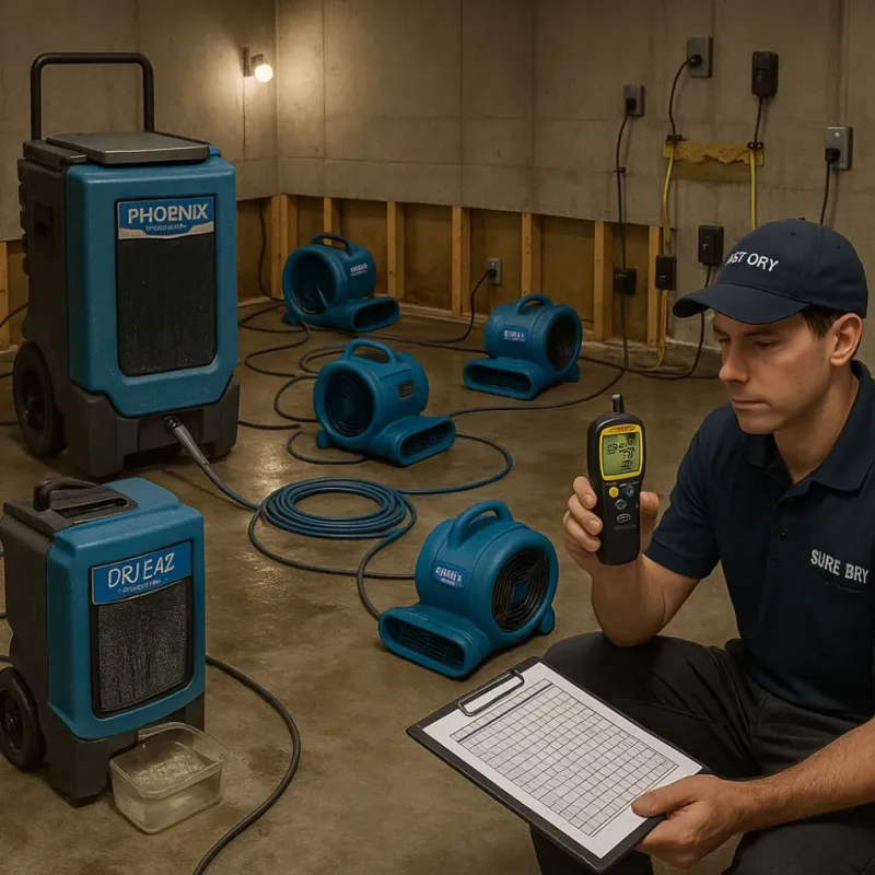 Structural Drying and Dehumidification process in Friendly, MD